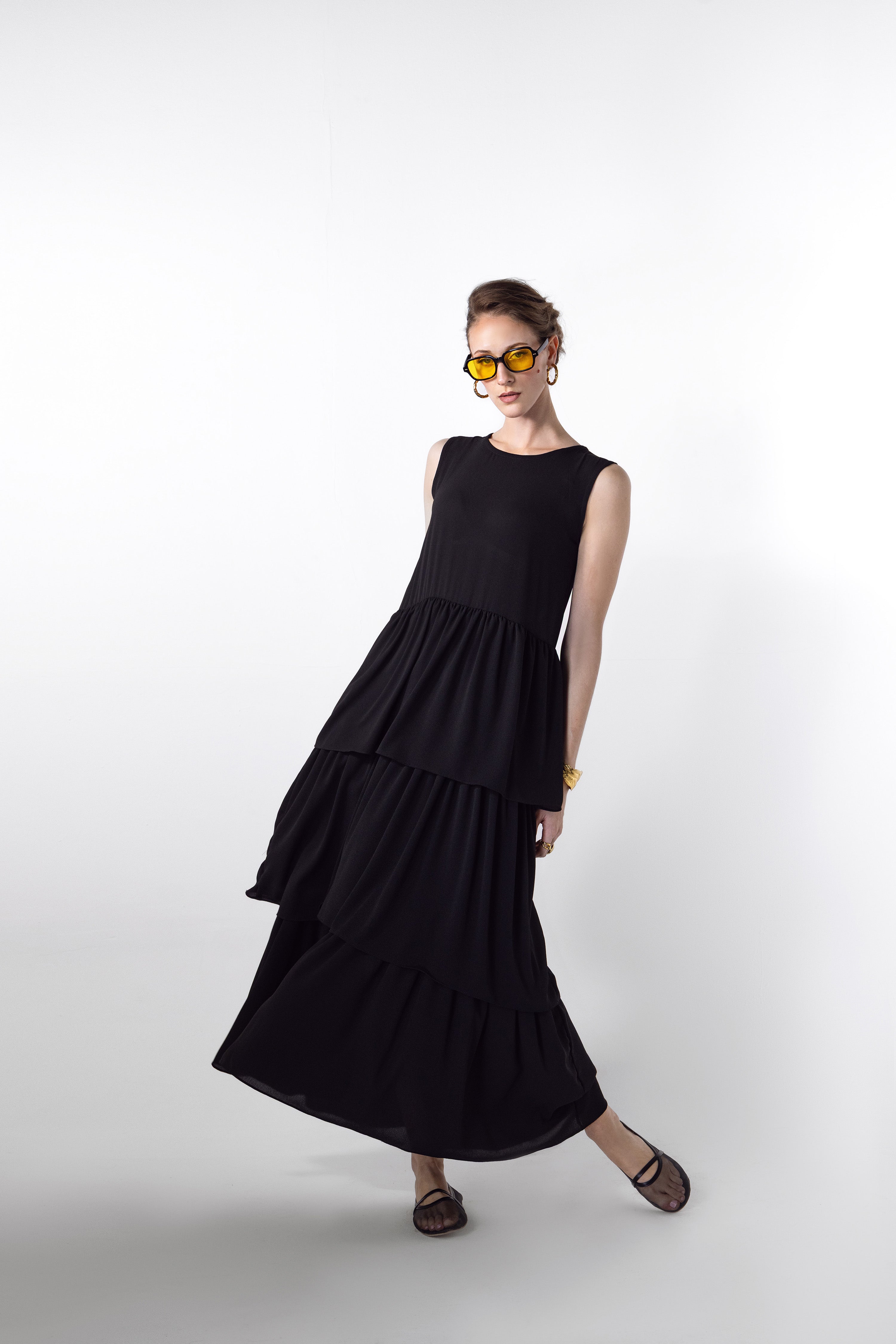 Sleeveless Tiered Midi Dress