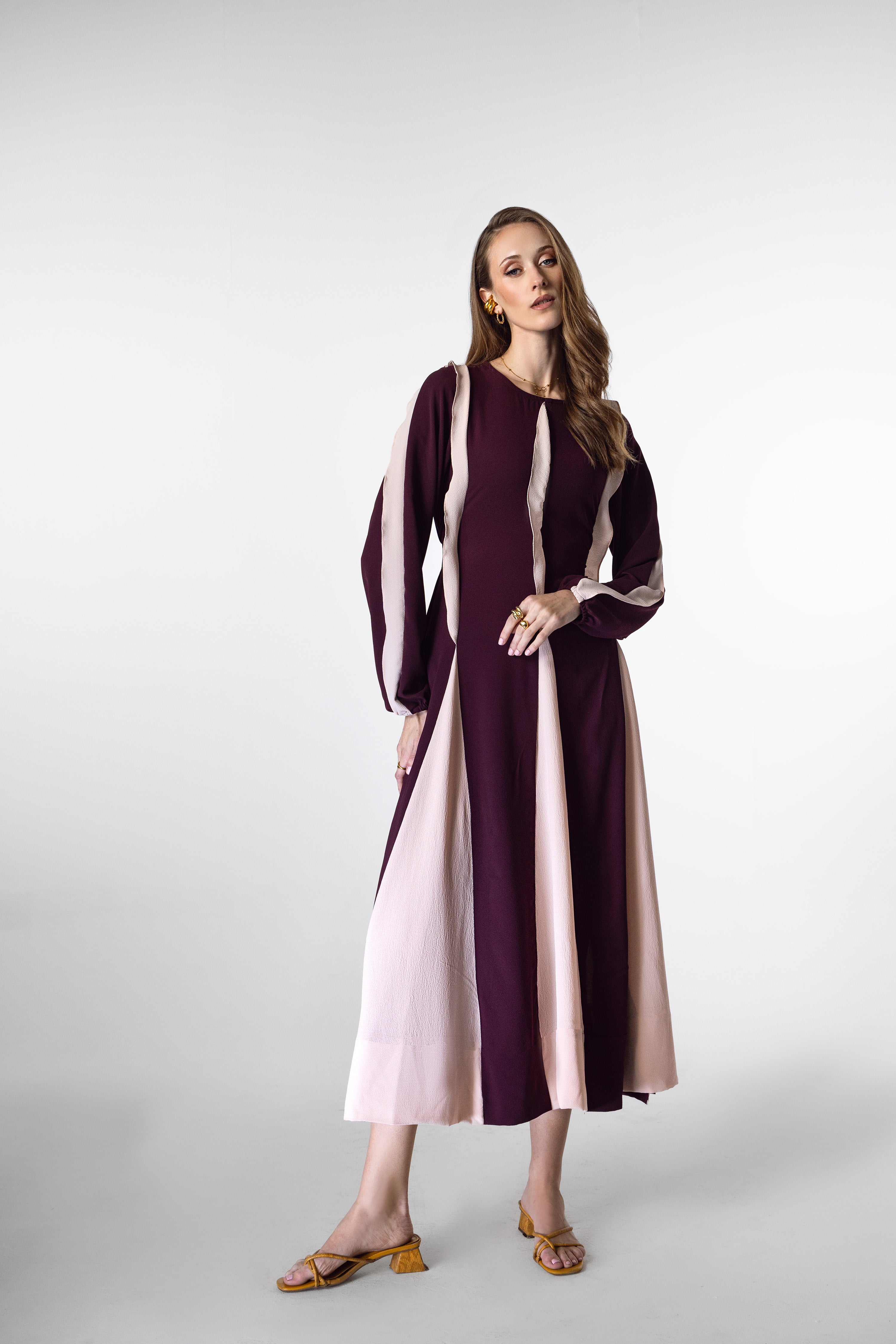 Panelled Colourblock Midi Dress