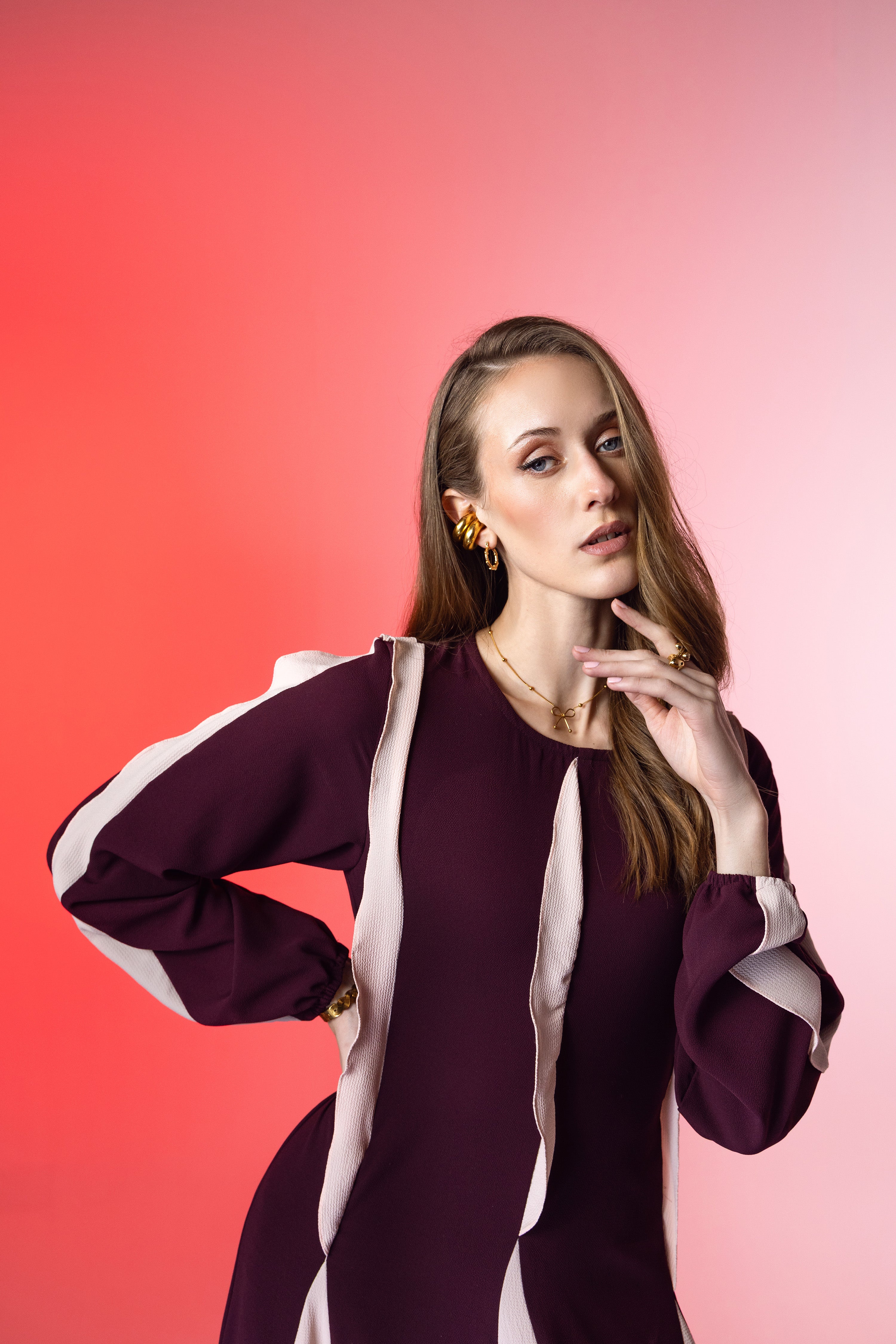 Panelled Colourblock Midi Dress