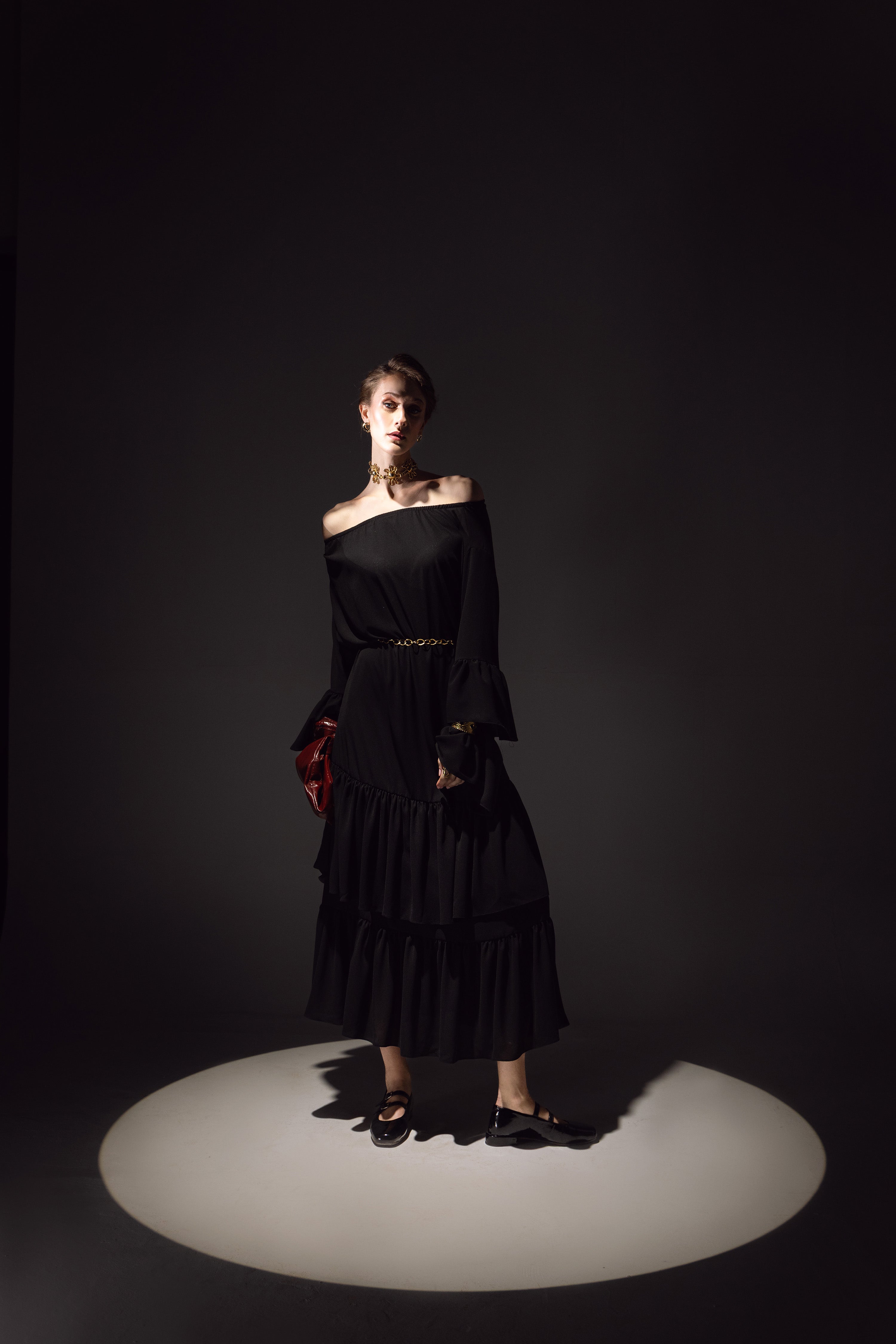 Noir Eclipse Tiered Dress