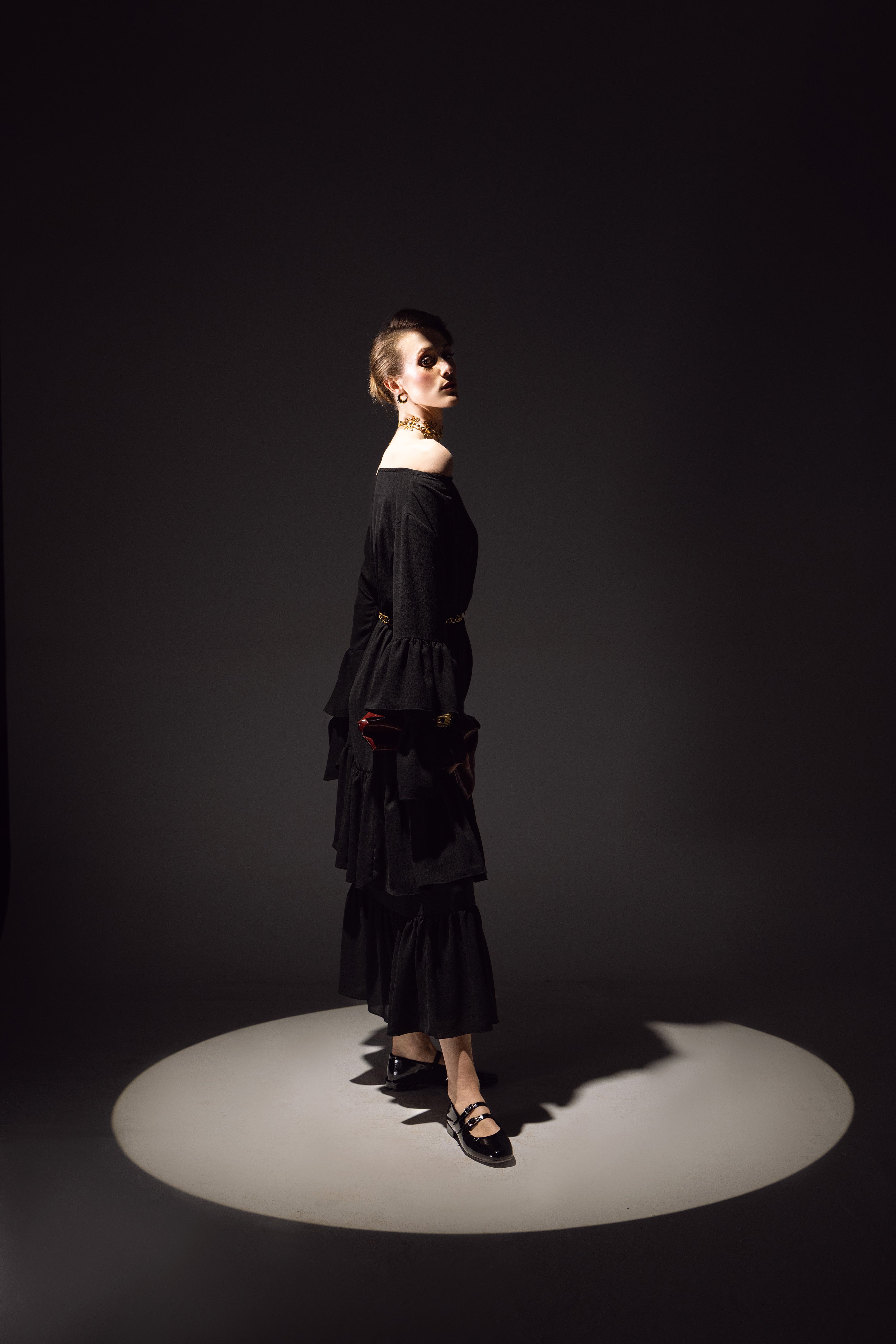 Noir Eclipse Tiered Dress