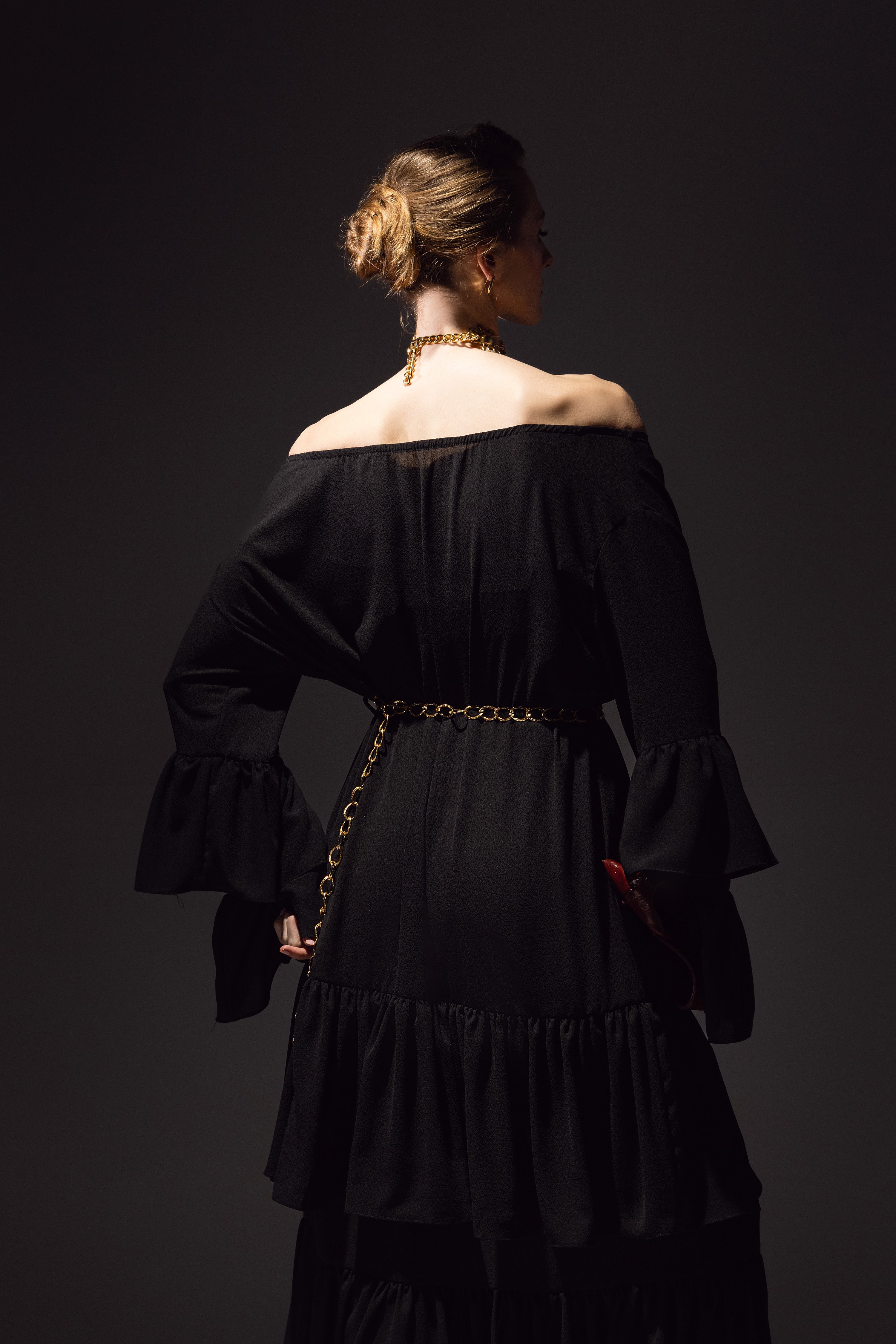 Noir Eclipse Tiered Dress