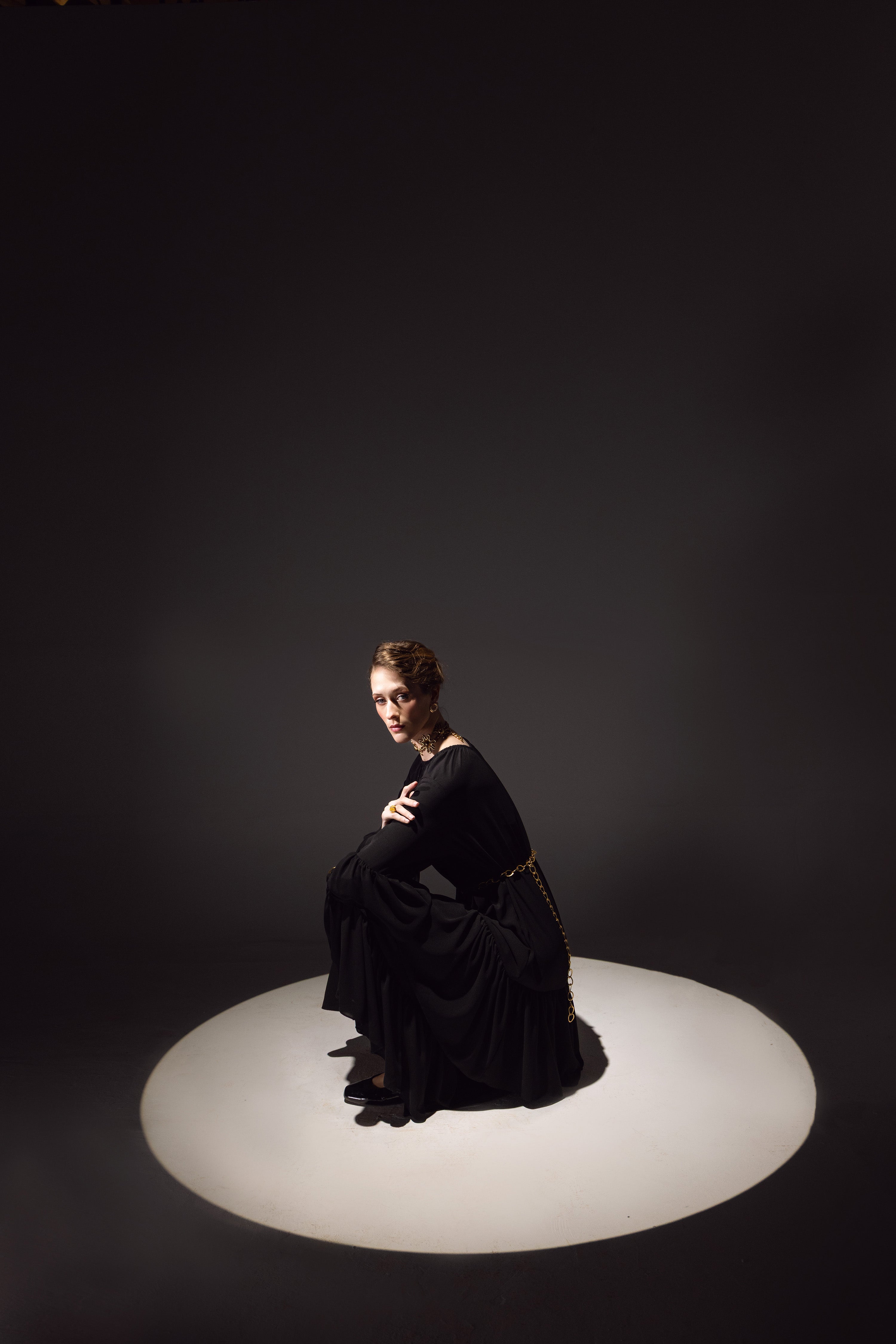 Noir Eclipse Tiered Dress