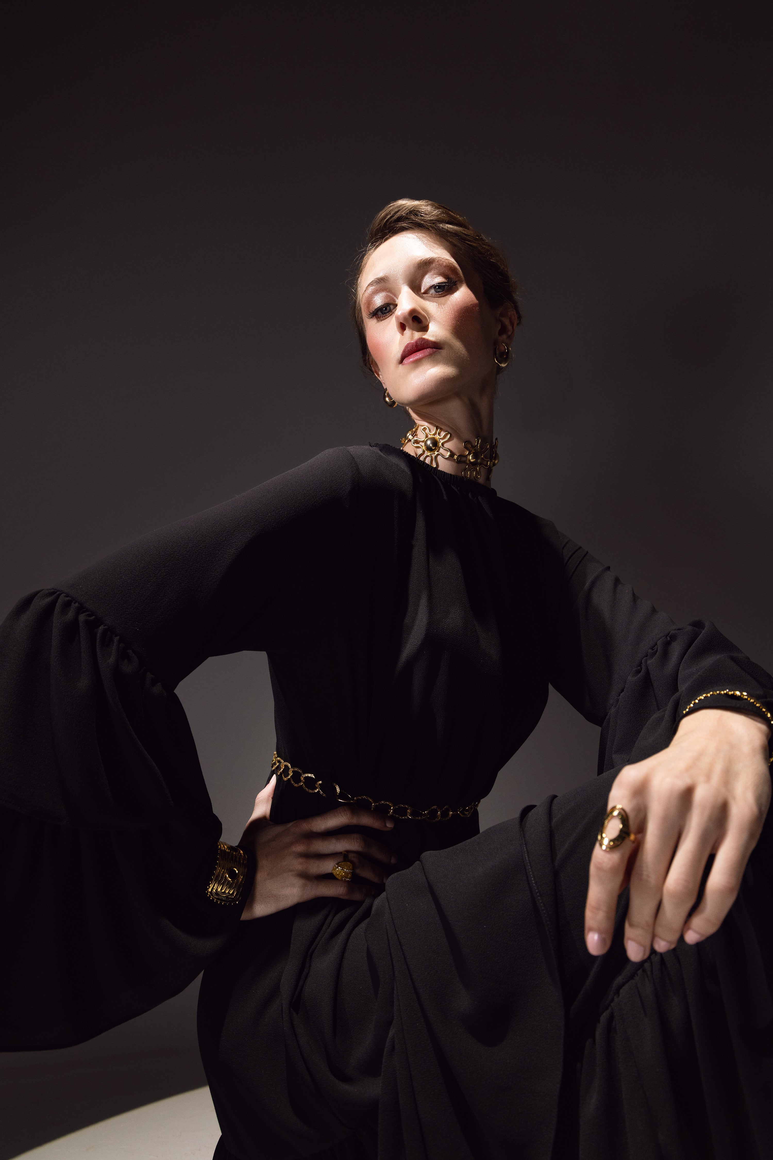 Noir Eclipse Tiered Dress