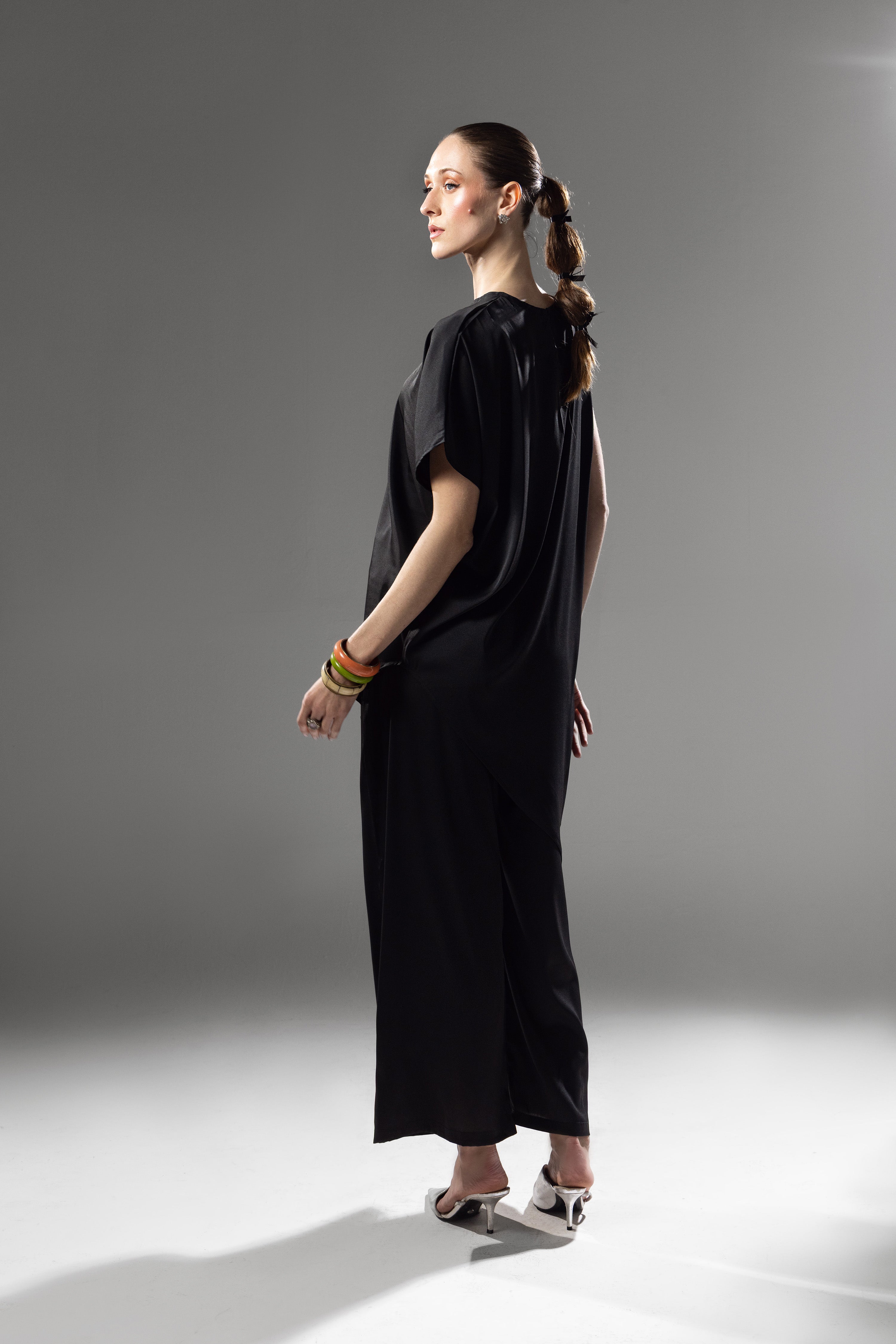 Black Silk Drape Co-Ord Set