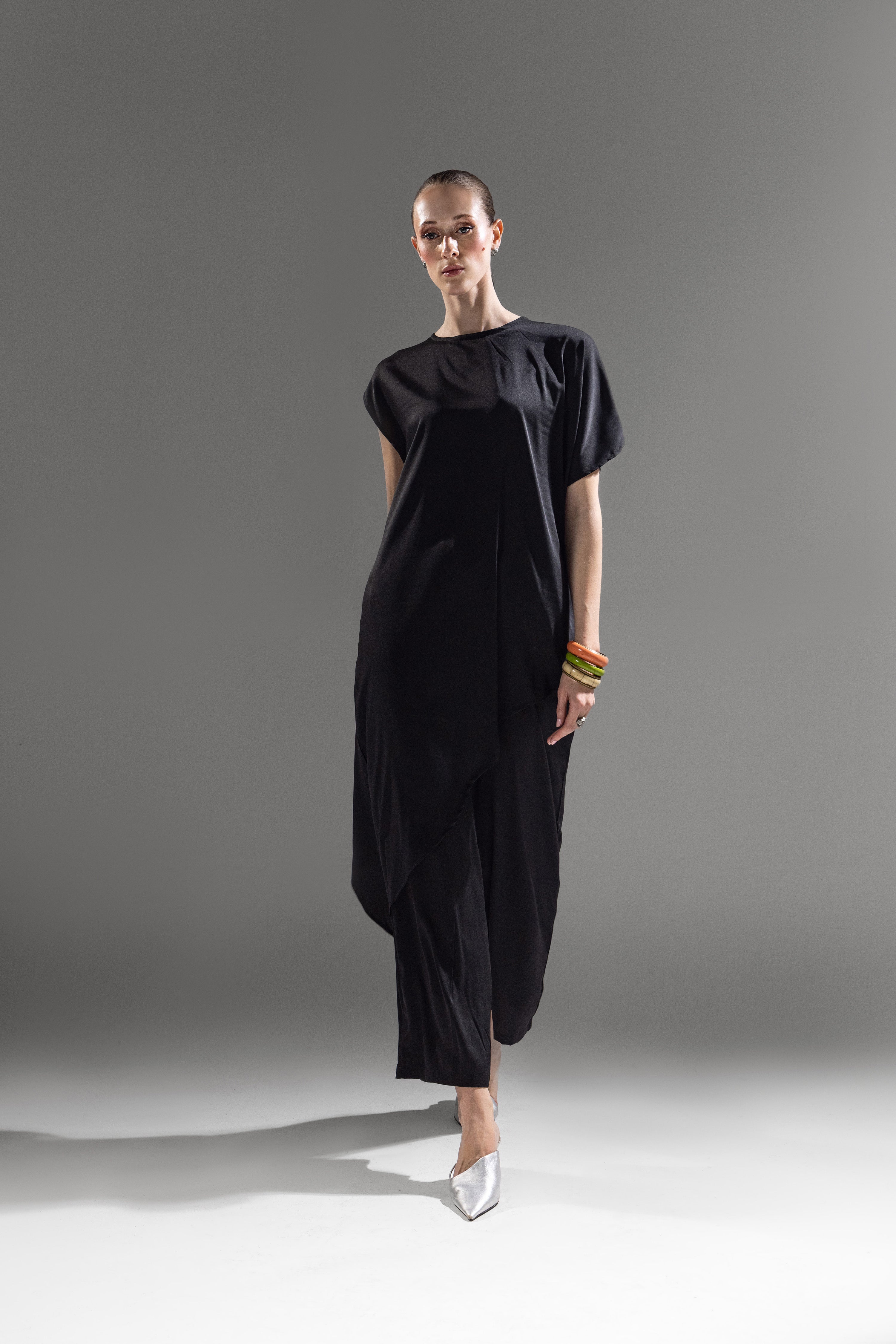 Black Silk Drape Co-Ord Set