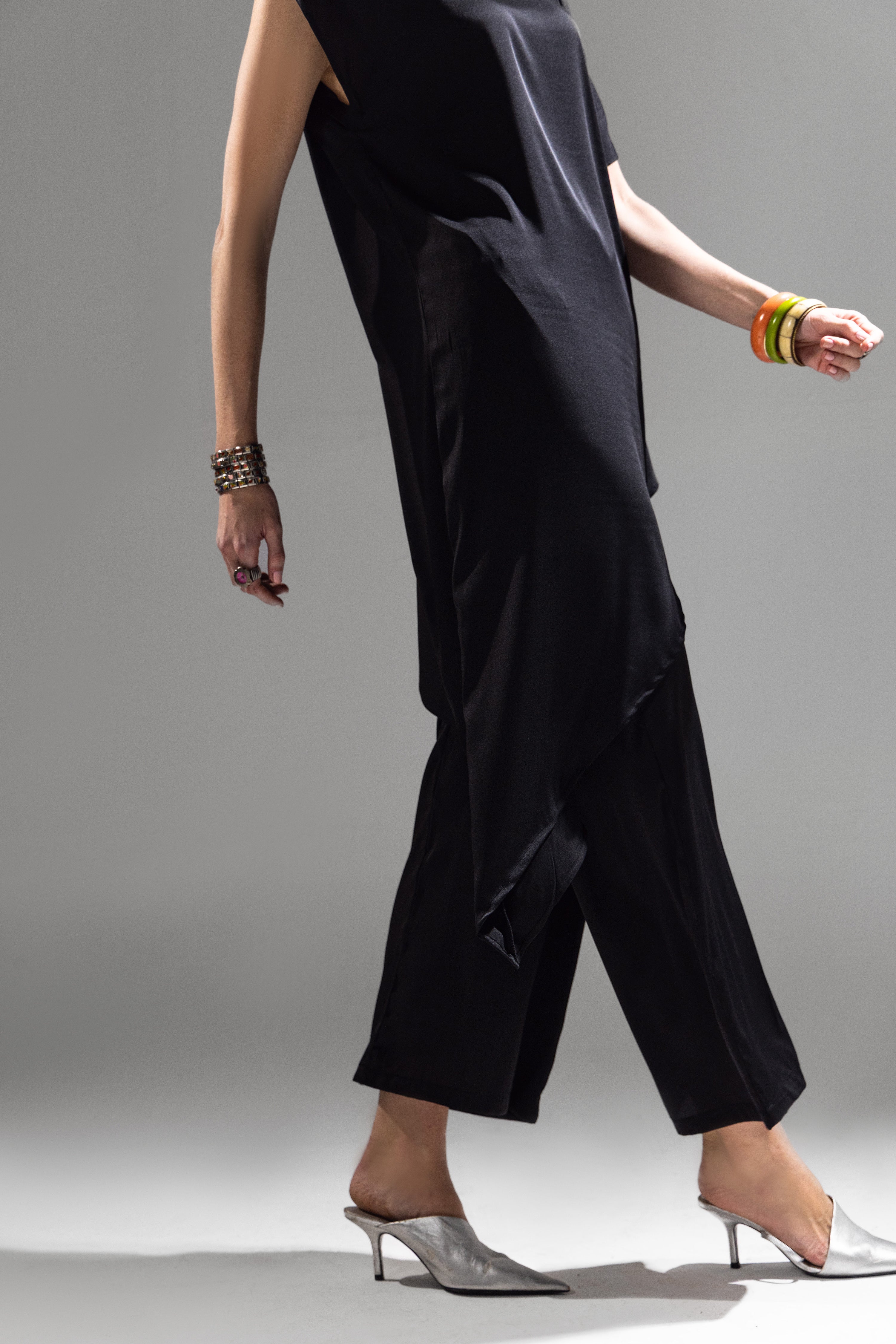 Black Silk Drape Co-Ord Set